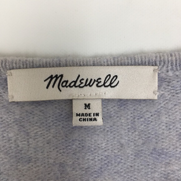 Madewell Balloon Sleeve Sweater Lavender V-neck Cropped Ribbed Knit Size M - Picture 5 of 10